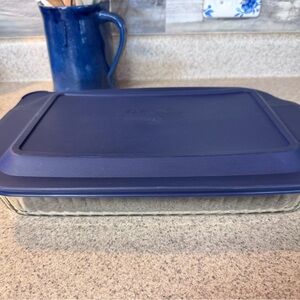 Pyrex Glass Dish with Dark Blue Lid
